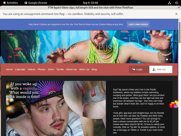 Peterpinkpuss.com Membership Account